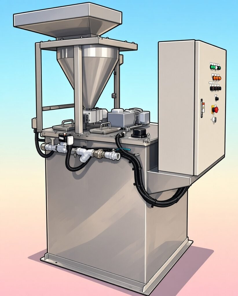 Máy pha Polymer KDS — minh hoạ cấu tạo